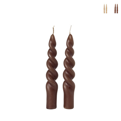 Dinerkaarsen mini twist - beige - set van 2