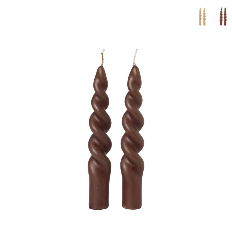Dinerkaarsen mini twist - beige - set van 2
