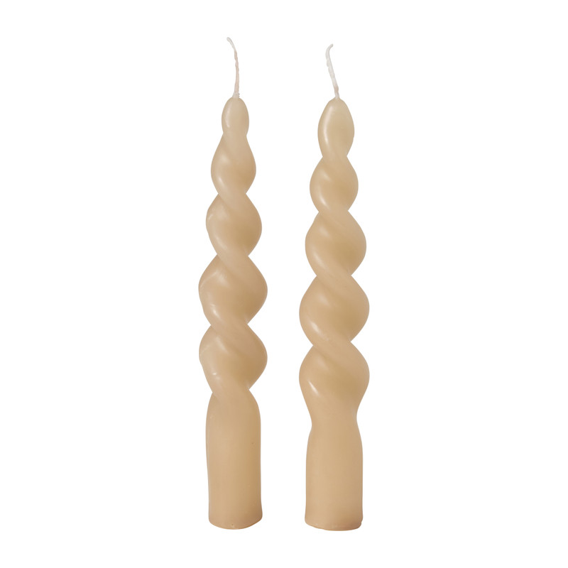 Dinerkaarsen mini twist - beige - set van 2