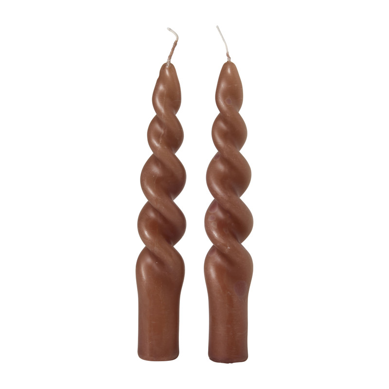 Dinerkaarsen mini twist - beige - set van 2