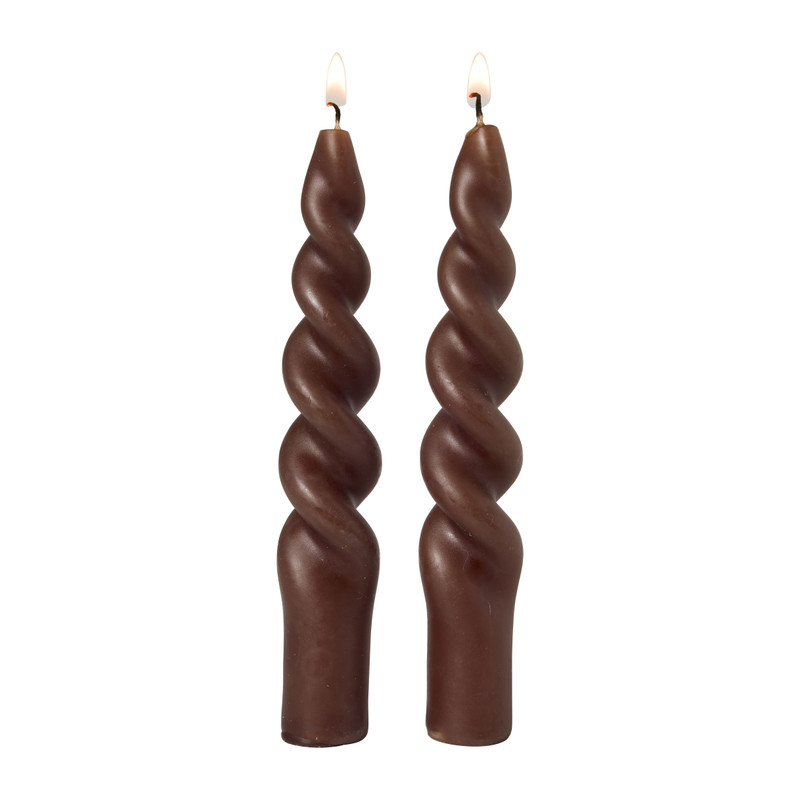 Dinerkaarsen mini twist - beige - set van 2