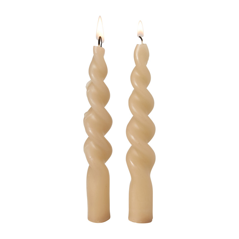 Dinerkaarsen mini twist - beige - set van 2