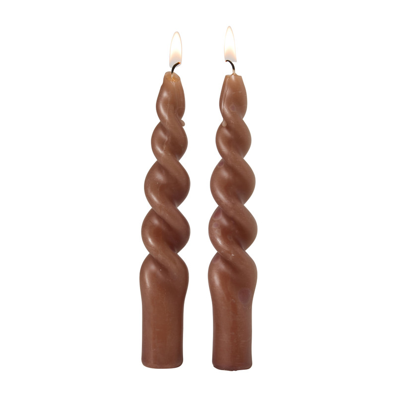 Dinerkaarsen mini twist - beige - set van 2
