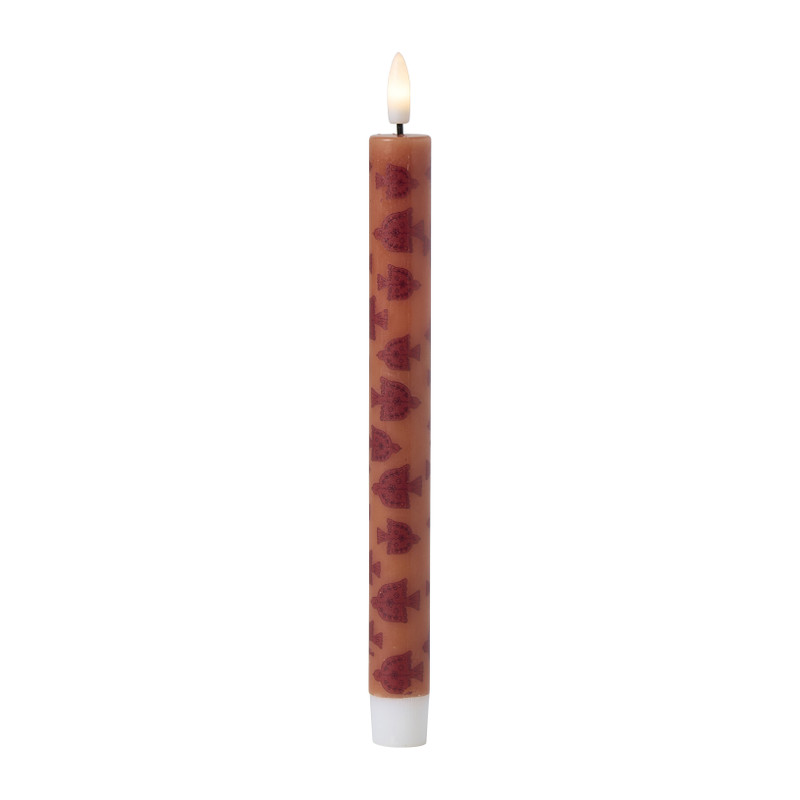 LED dinerkaars vogel - rood/bruin - 2.2x24.5 cm