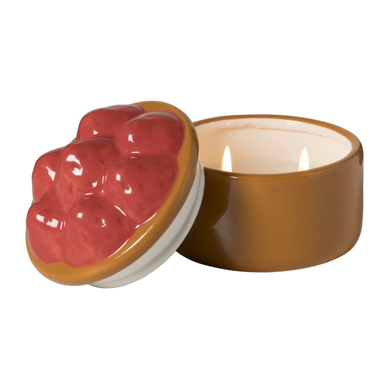 Geurkaars aardbeien tartelette - bruin/rood - ø9x9 cm