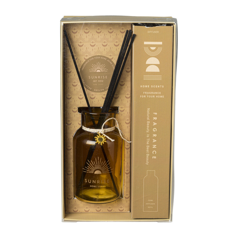 Geurstokjes hot rose - geel - 150 ml