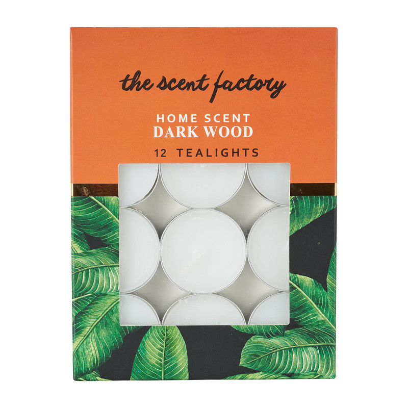 Home scent theelicht met geur Dark Wood set van 12 Xenos