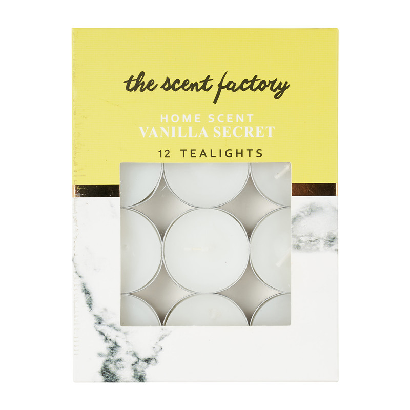 Home scent theelicht met geur - Vanilla Secret - set van 12