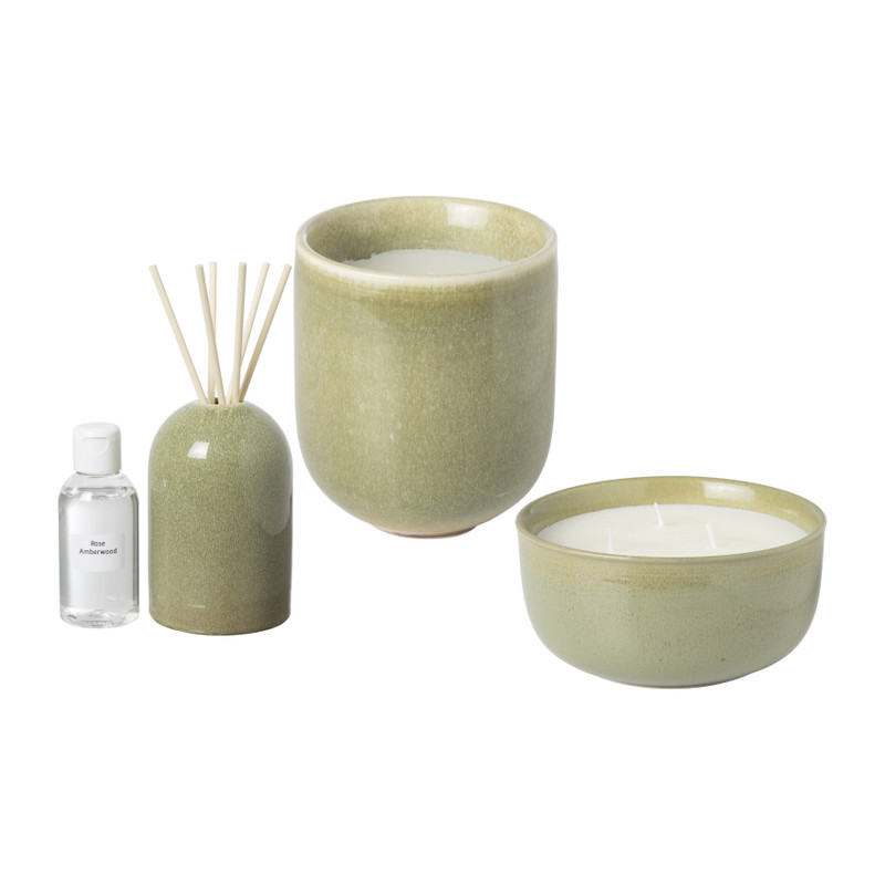 Diffuser rose amberwood - groen - ø7.7x11.8 cm