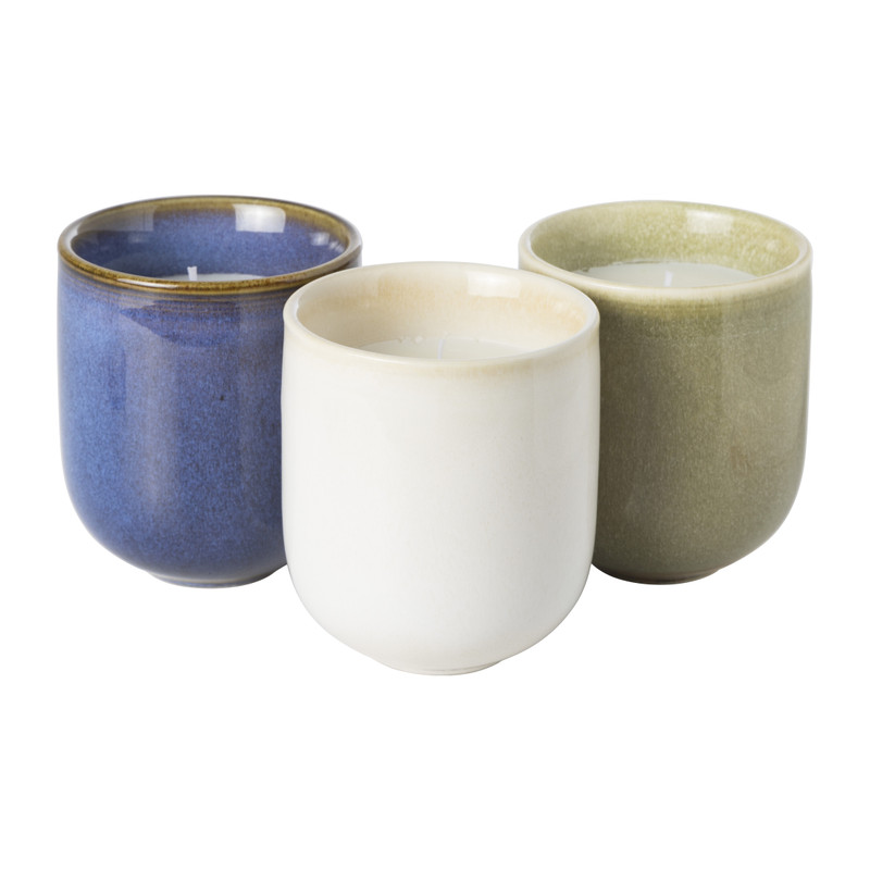 Geurkaars white linen & sea salt - blauw - ø8.2x9.3 cm