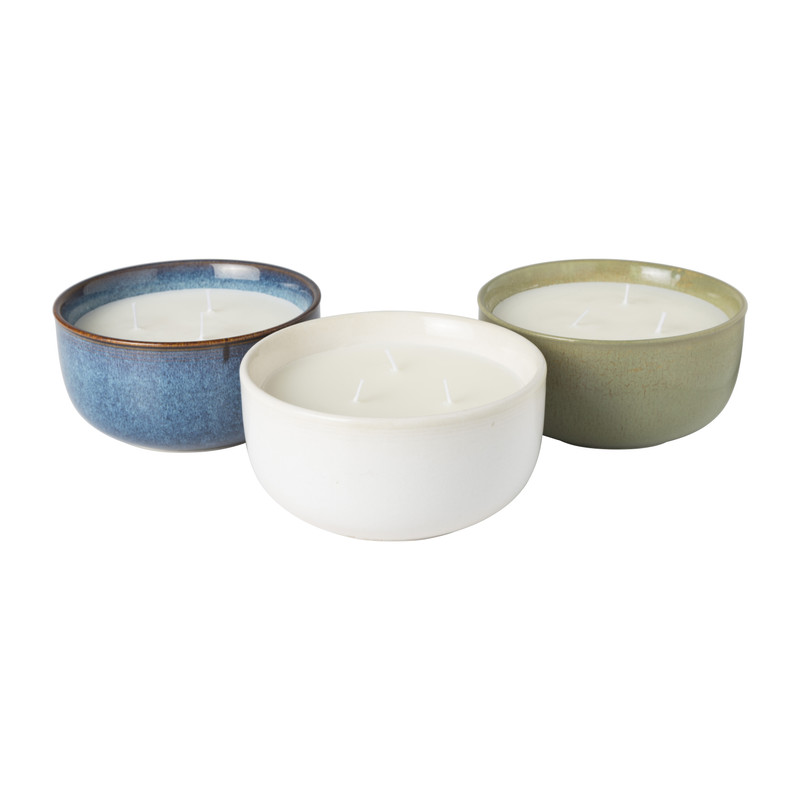 Geurkaars white linen & sea salt - blauw - ø13.2x6.8 cm