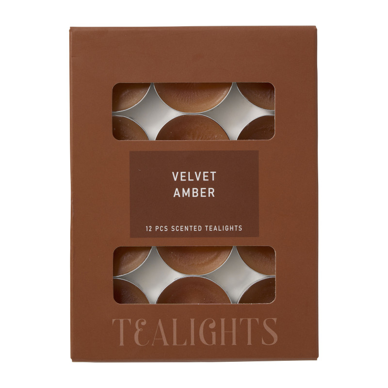 Geur waxinelichten velvet amber - set van 12