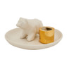 Dinerkaars schaaltje - beer - wit/goud - Ø13 cm