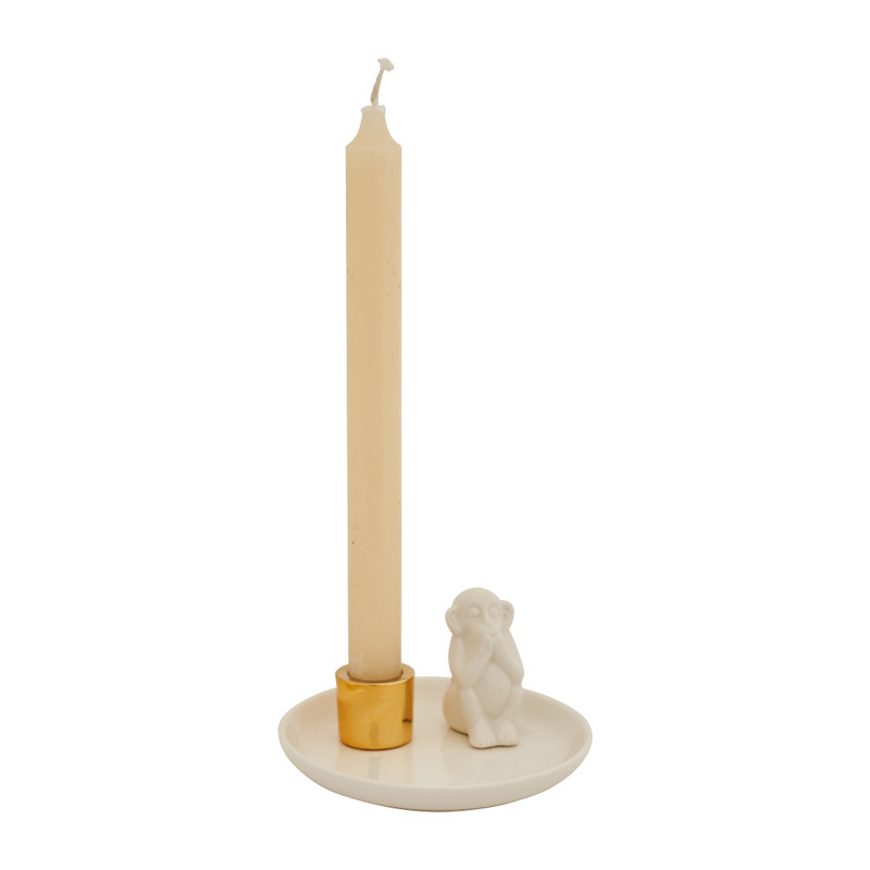 Dinerkaars schaaltje - aap - wit/goud - Ø13 cm
