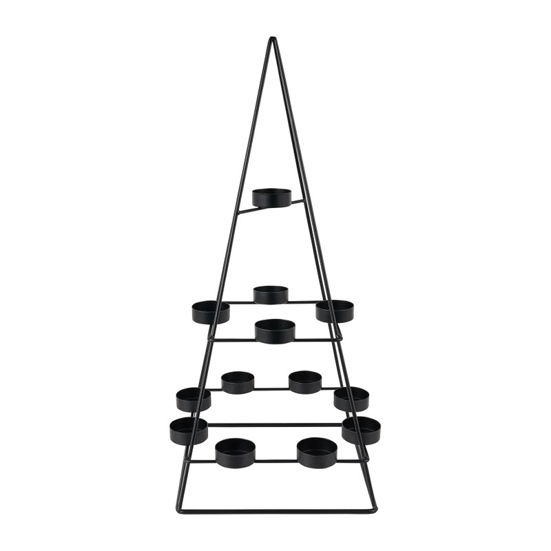 Kandelaar triangle - zwart - 24 x 24 x 50 cm  