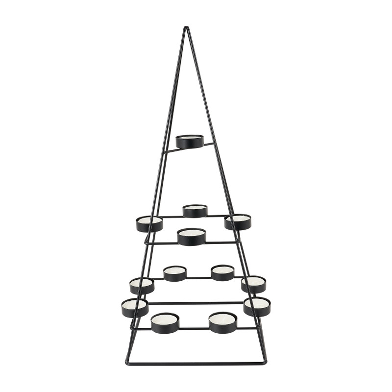 Kandelaar triangle - zwart - 24 x 24 x 50 cm  