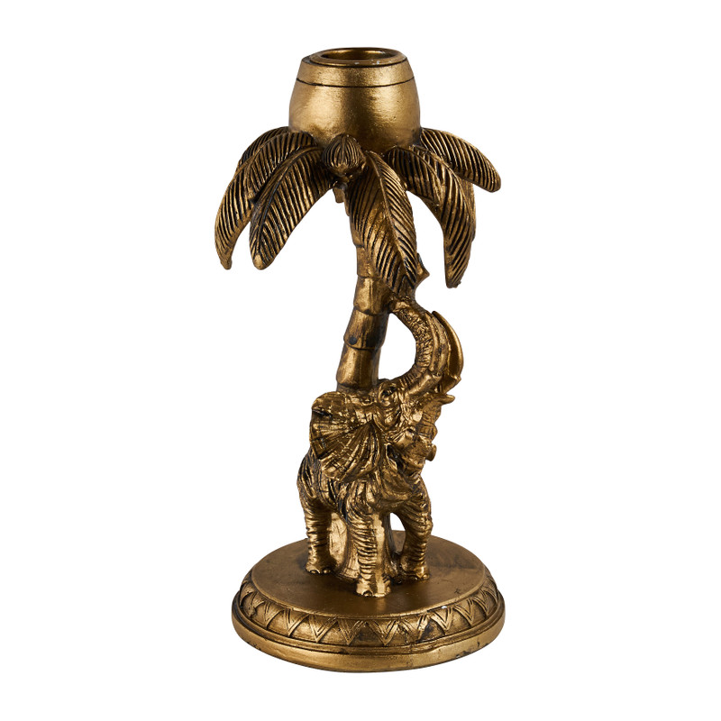 Dinerkaarshouder olifant - goud - Ø10 x H 18 cm
