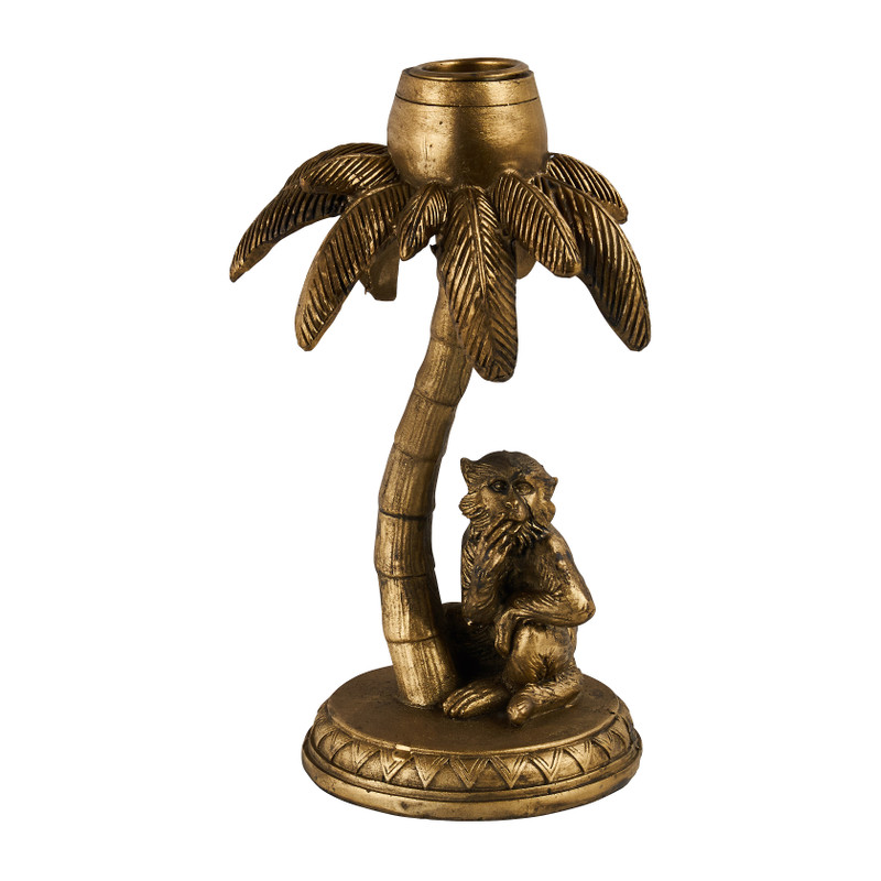 Dinerkaarshouder aap - goud - Ø10 x H 18 cm