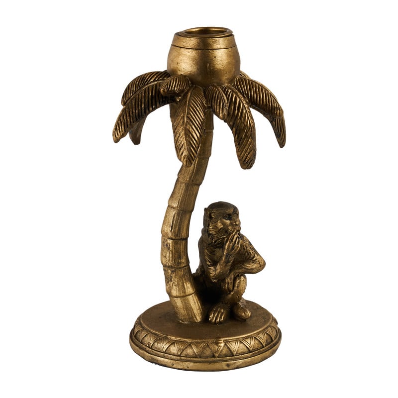 Dinerkaarshouder aap - goud - Ø10 x H 18 cm