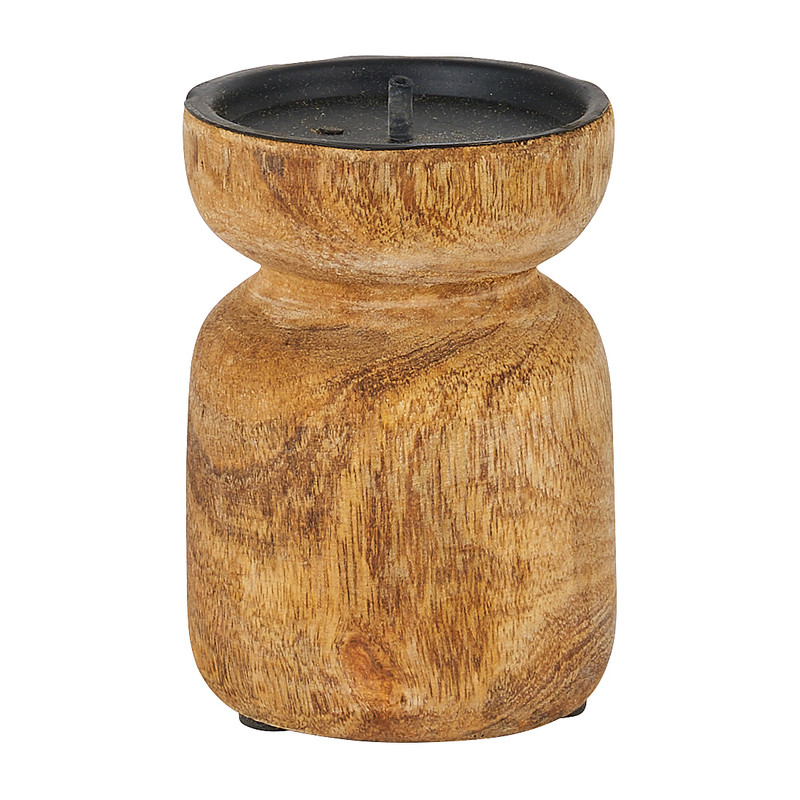 Kandelaar stompkaars - hout - ⌀7x10 cm 