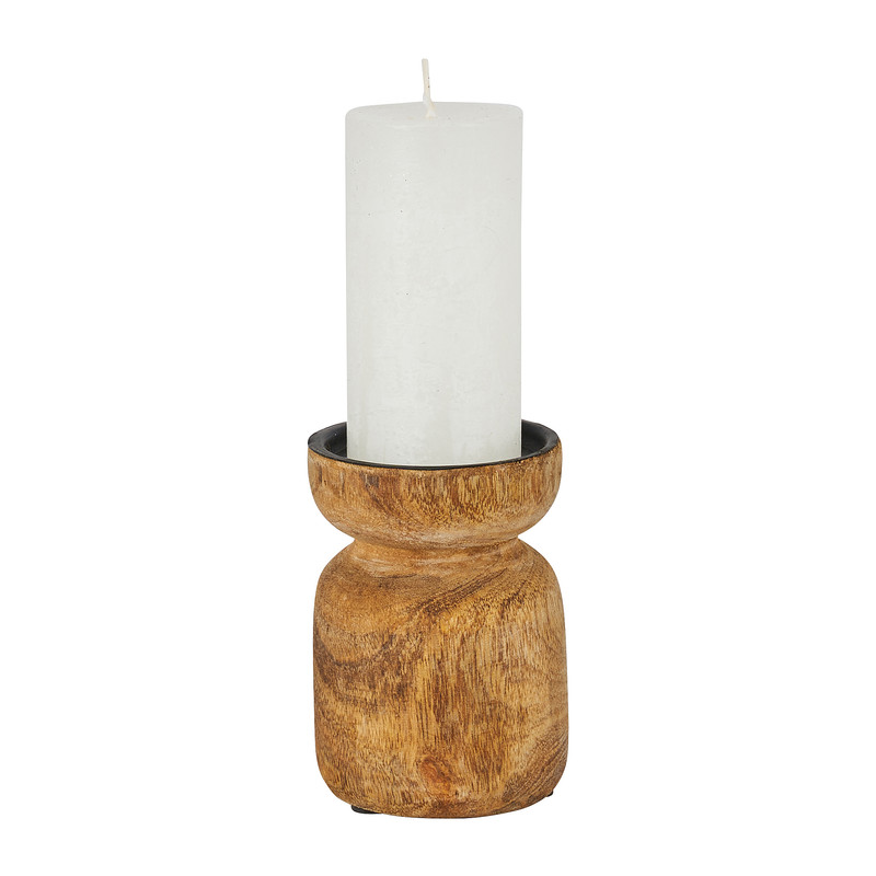 Kandelaar stompkaars - hout - ⌀7x10 cm 