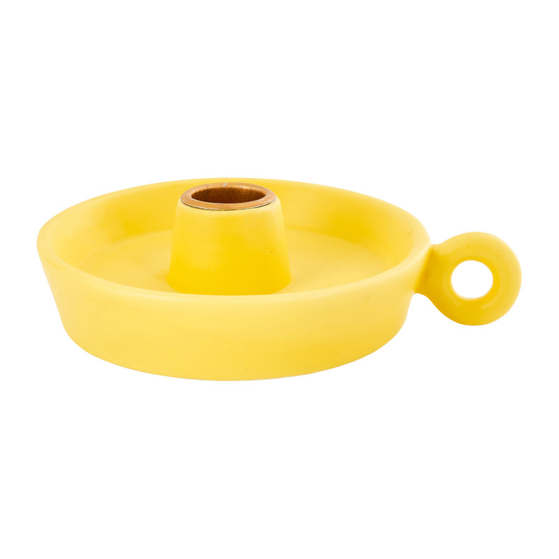 Dinerkaarshouder keramiek - geel - 15x12x3,8 cm