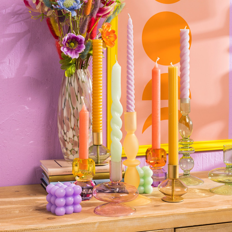 Kandelaar kristal - paars/oranje - ø5.5x9 cm