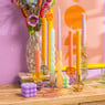 Kandelaar kristal - roze/geel - ø5.5x9 cm
