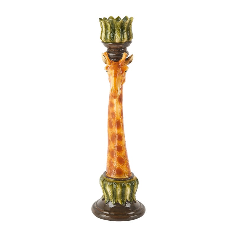 Dinerkaars kandelaar giraffe - groen/bruin - 7x7x26 cm