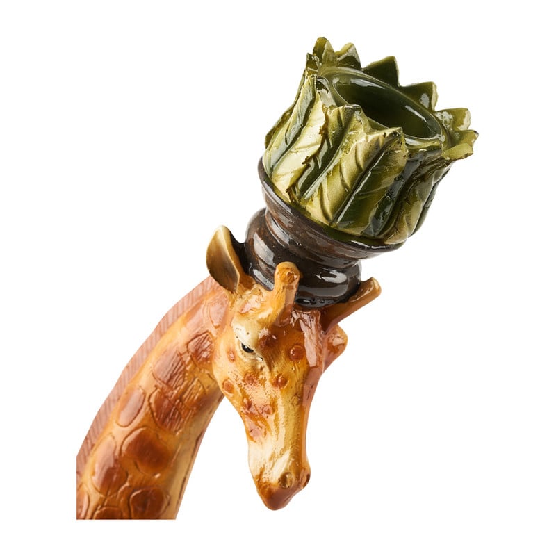 Dinerkaars kandelaar giraffe - groen/bruin - 7x7x26 cm