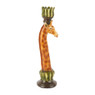 Dinerkaars kandelaar giraffe - groen/bruin - 7x7x26 cm