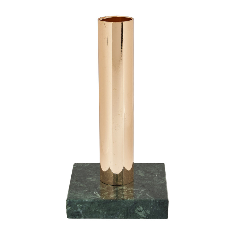 Kaarshouder marmer - groen - 7x7x13.5 cm 