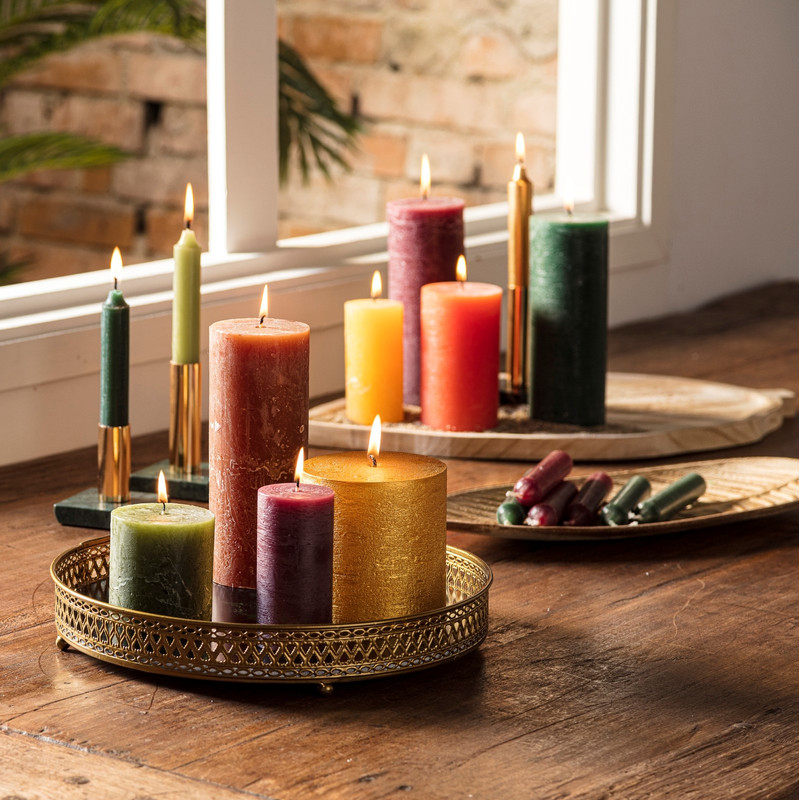 Kaarshouder marmer - zwart - 7x7x7.5 cm