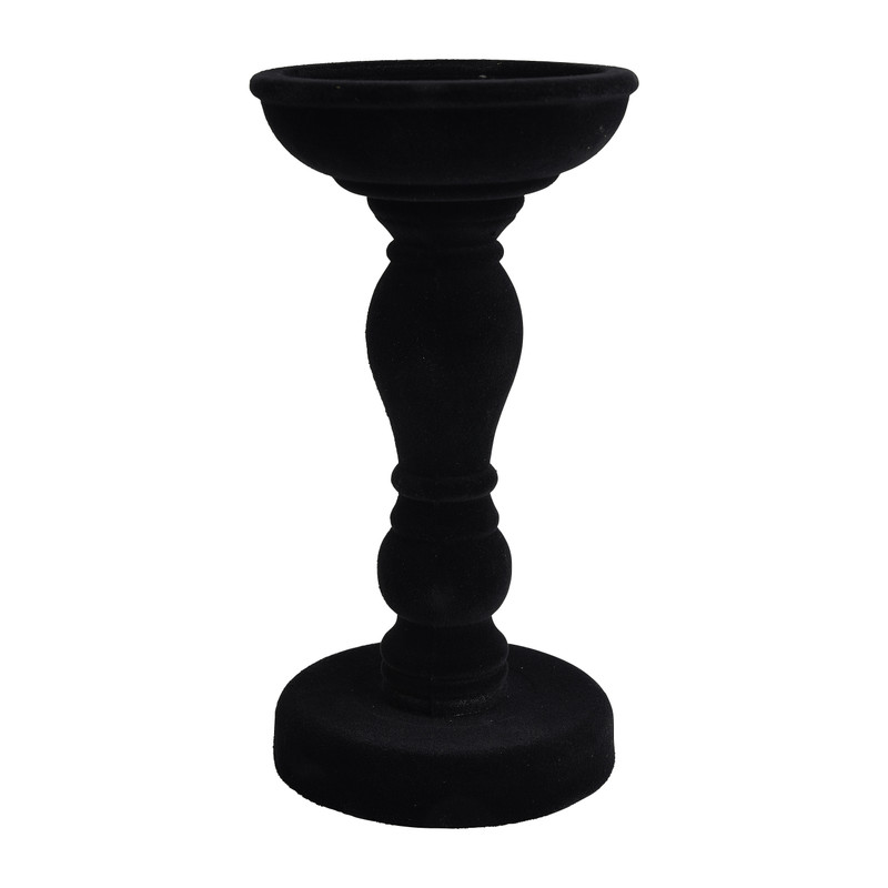 Kaarshouder velvet - zwart - 20 cm