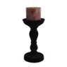 Kaarshouder velvet - zwart - 20 cm
