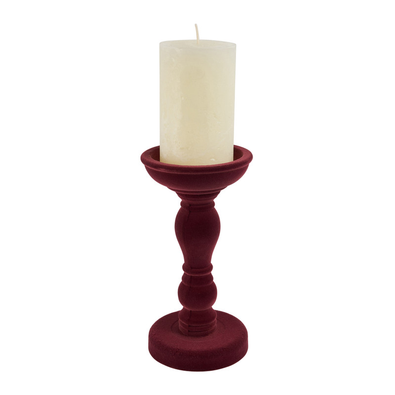 Kaarshouder velvet - rood - 20 cm