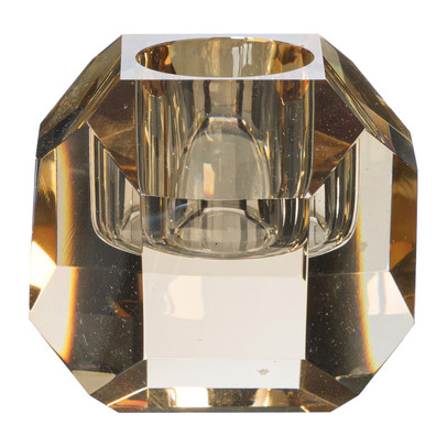 Kandelaar kristal - licht bruin  - ø5x4.5 cm 