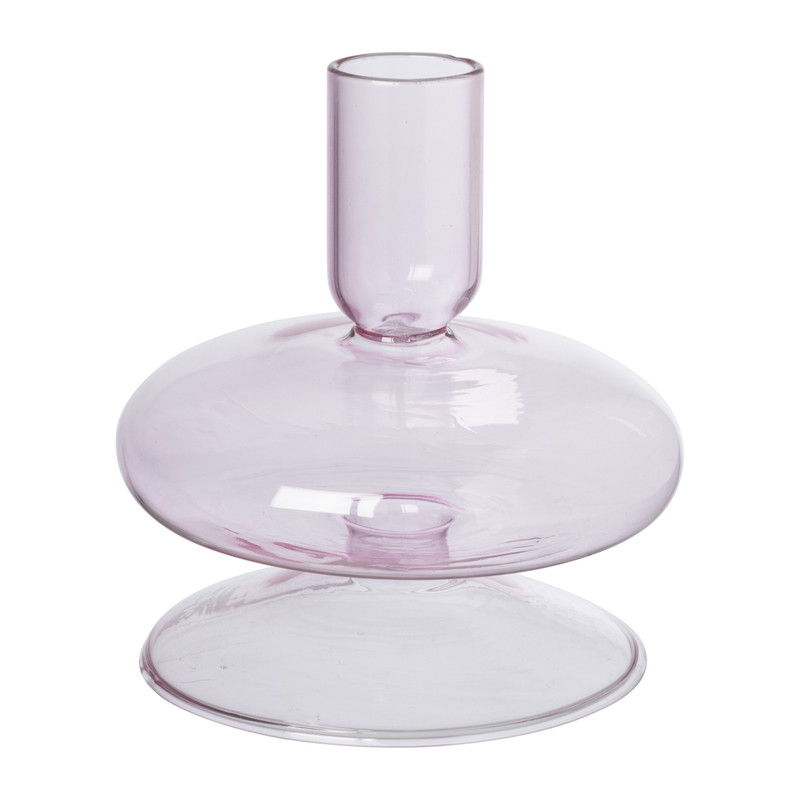 Glazen kandelaar mini - lila - ø10x11 cm