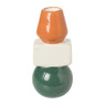 Kandelaar 3 hoog - groen/wit/oranje - ø6.3x13.7 cm
