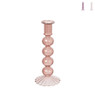 Kandelaar bol rib roze - diverse kleuren - ø9x22 cm