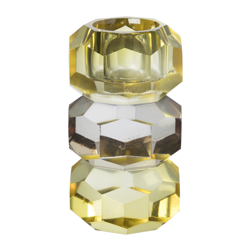 Xenos Dinerkaarshouder kristal 3-laags - geel/helder - 4x4x7 cm