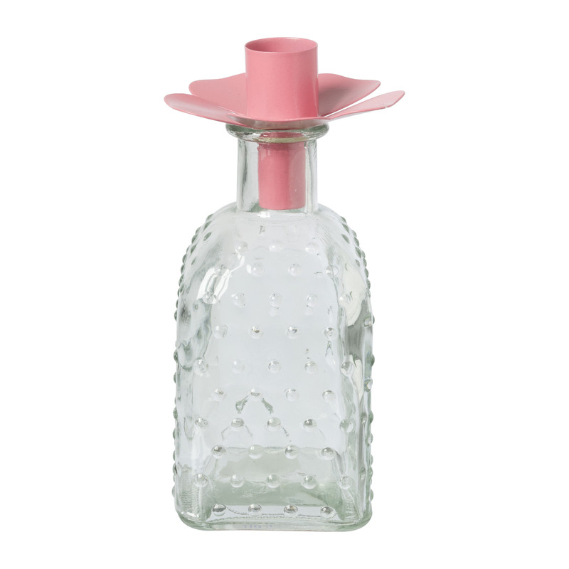 Kaarsenhouder voor fles bloem - diverse kleuren - ø7x5 cm