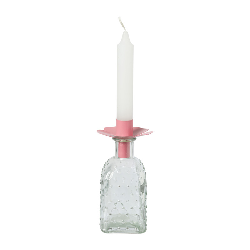 Kaarsenhouder voor fles bloem - diverse kleuren - ø7x5 cm