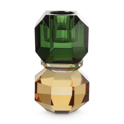Kandelaar kristal - groen/oranje - ø5.5x9 cm 