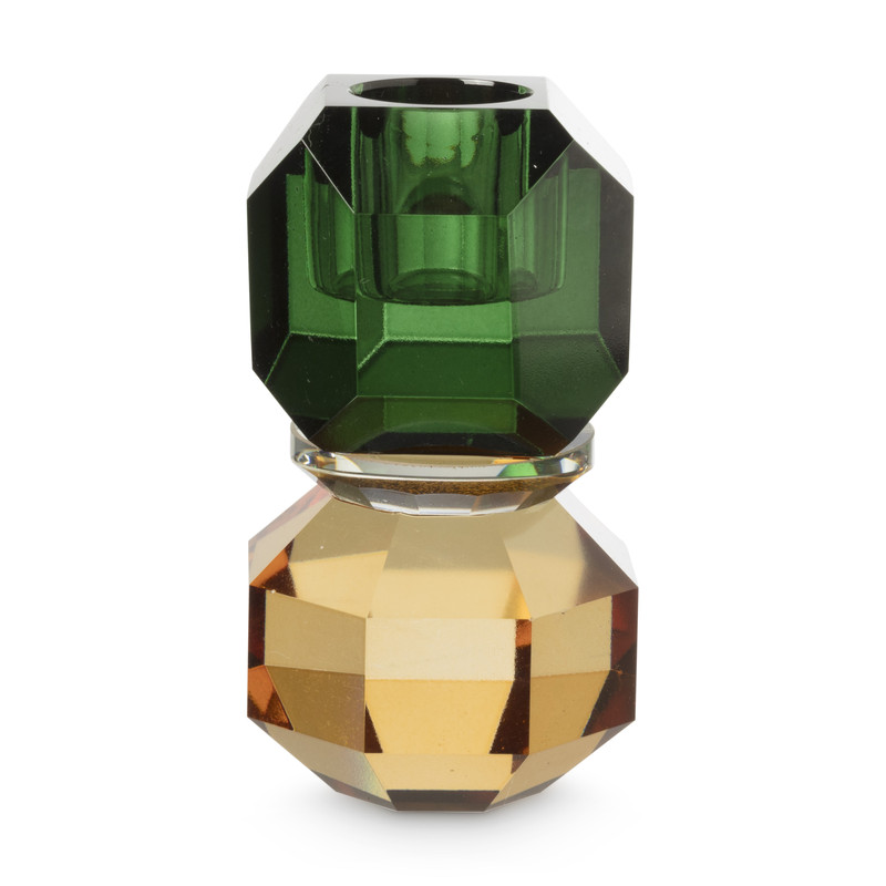 Dinerkaarshouder kristal groen-oranje ø5.5x9 cm