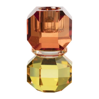 Kandelaar kristal - rood/geel - ø5.5x9 cm 