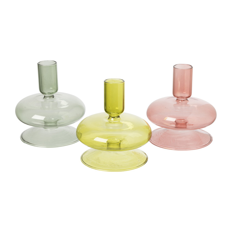 Min glazen kandelaar - groen - ø10x11 cm