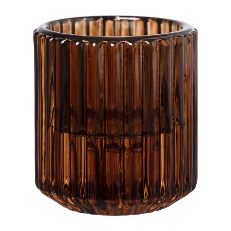 Diner/theelichthouder - lichtbruin - ø5.5x6 cm