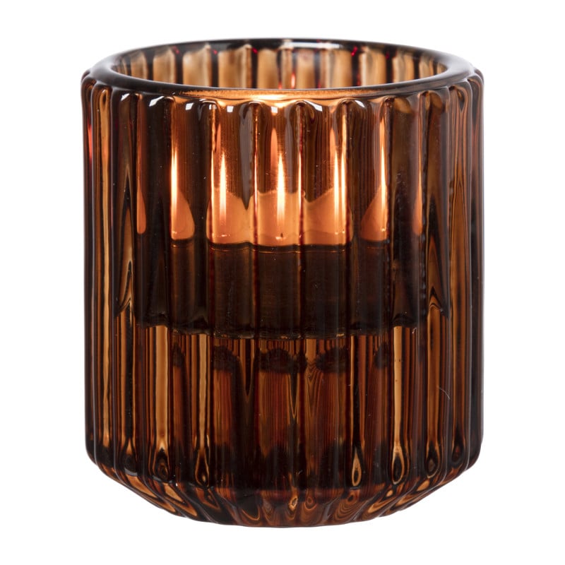 Diner/theelichthouder - lichtbruin - ø5.5x6 cm