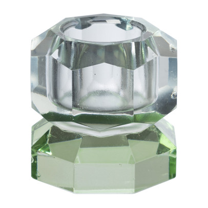 Kandelaar kristal 2-laags - blauw/groen - 4x4x4 cm 